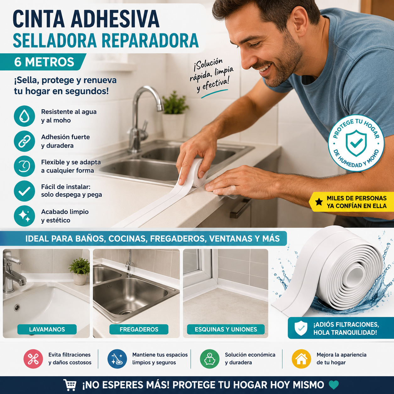 ¡Despídete de las filtraciones, los hongos y las uniones sucias!